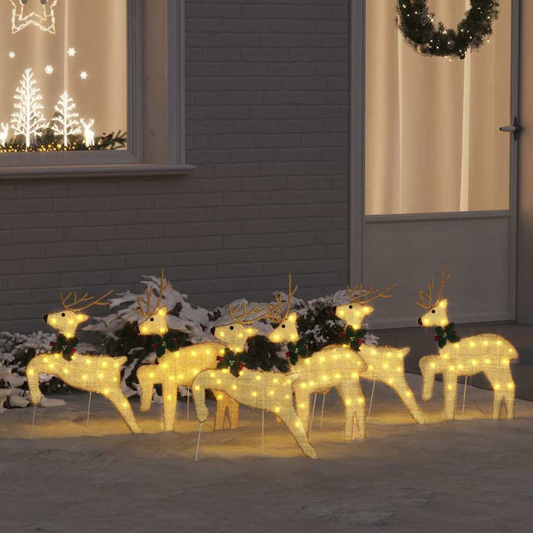 VidaXL LED Rentier 6 Stück Goldstaub