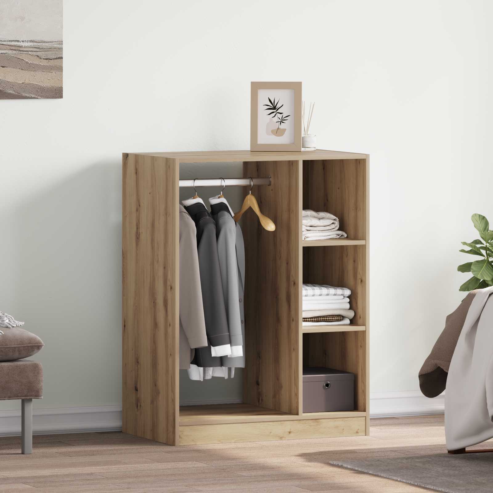 VidaXL Kleiderschrank mit Regal und Stauraum aus Artisan-Eiche 77 x 48 x 102 cm