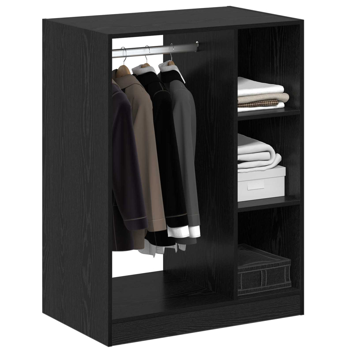 VidaXL Kleiderschrank mit Regal und Stauraum aus schwarzer Eiche, 77 x 48 x 102 cm