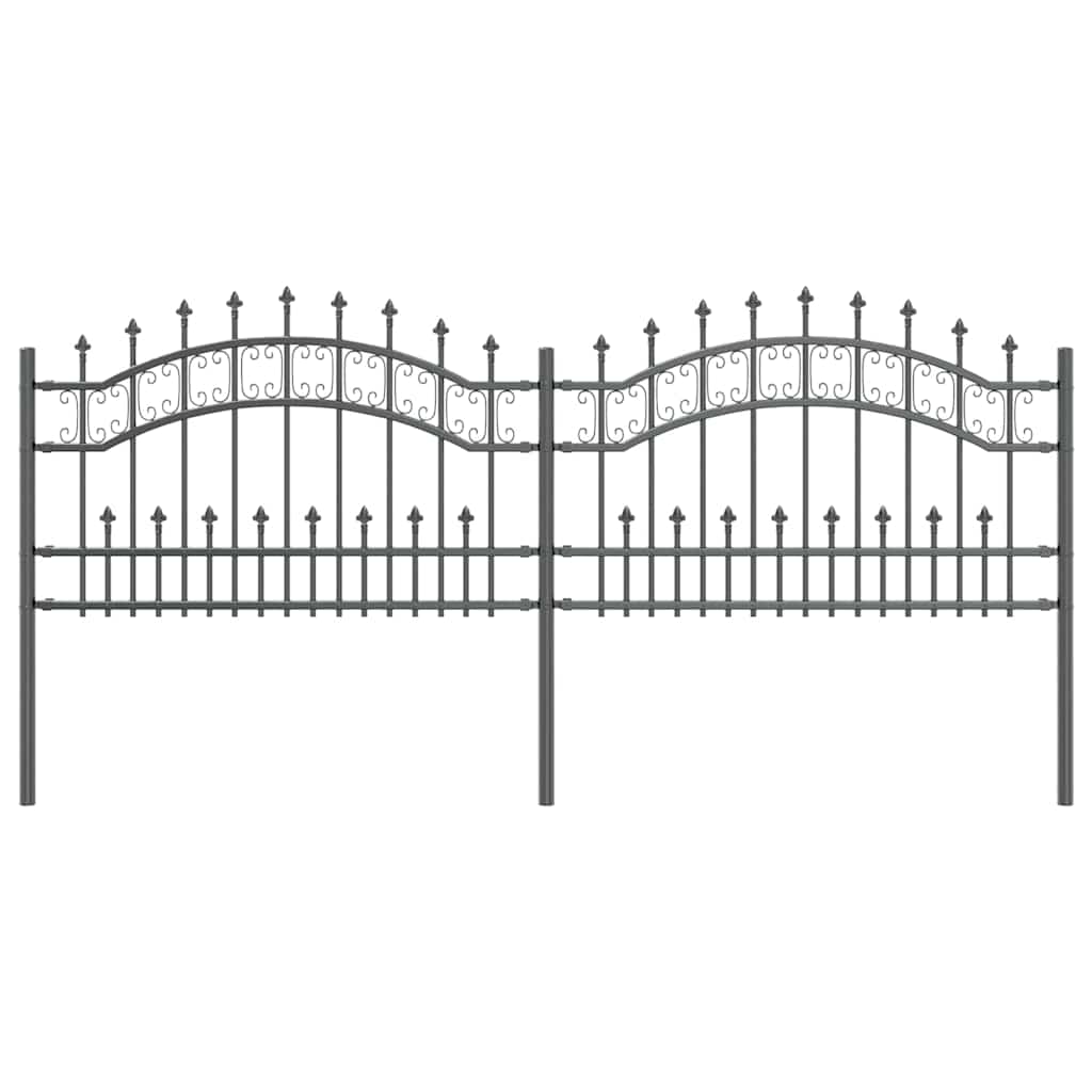 Vidaxx Gartenzaun grau 240 x 118 cm pulverbeschichteter Stahl