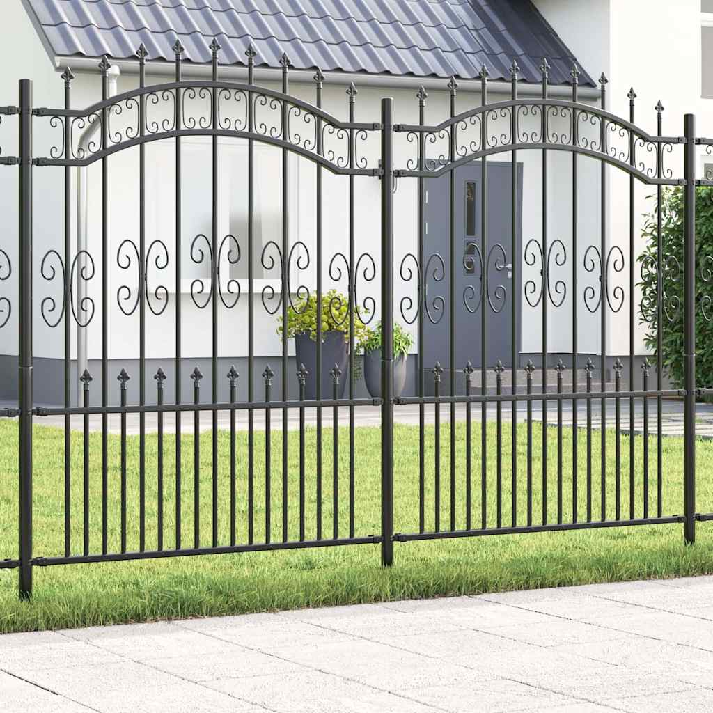 Vidaxx Gartenzaun grau 240 x 202,5 cm pulverbeschichteter Stahl
