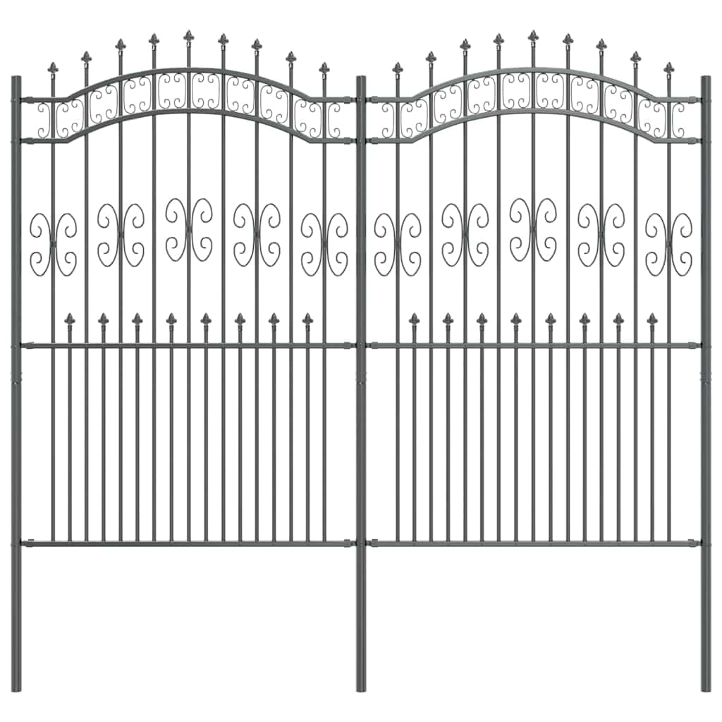 Vidaxx Gartenzaun grau 240 x 228 cm pulverbeschichteter Stahl
