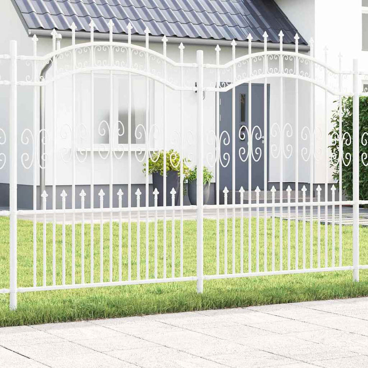 Vidaxl Gartenzaun weiß 240 x 202,5 cm pulverbeschichteter Stahl
