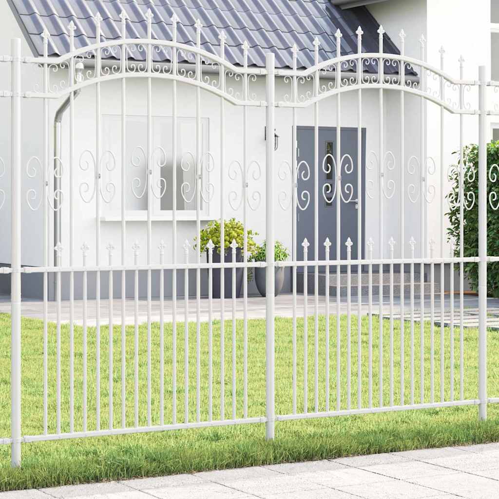 Vidaxx Gartenzaun weiß 240 x 228 cm pulverbeschichteter Stahl
