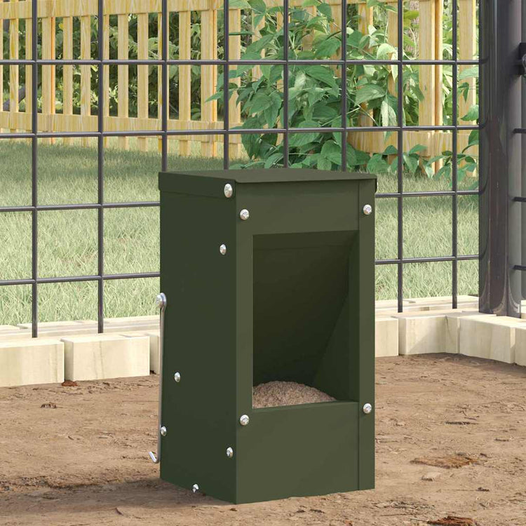 Vidaxl Kaninchenfutter olivgrün 12,5 x 12,5 x 25 cm kaltgewalzter Stahl