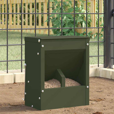 Vidaxxl Kaninchenfutter Olivgrün 20 x 12,5 x 25 cm kaltgewalzter Stahl