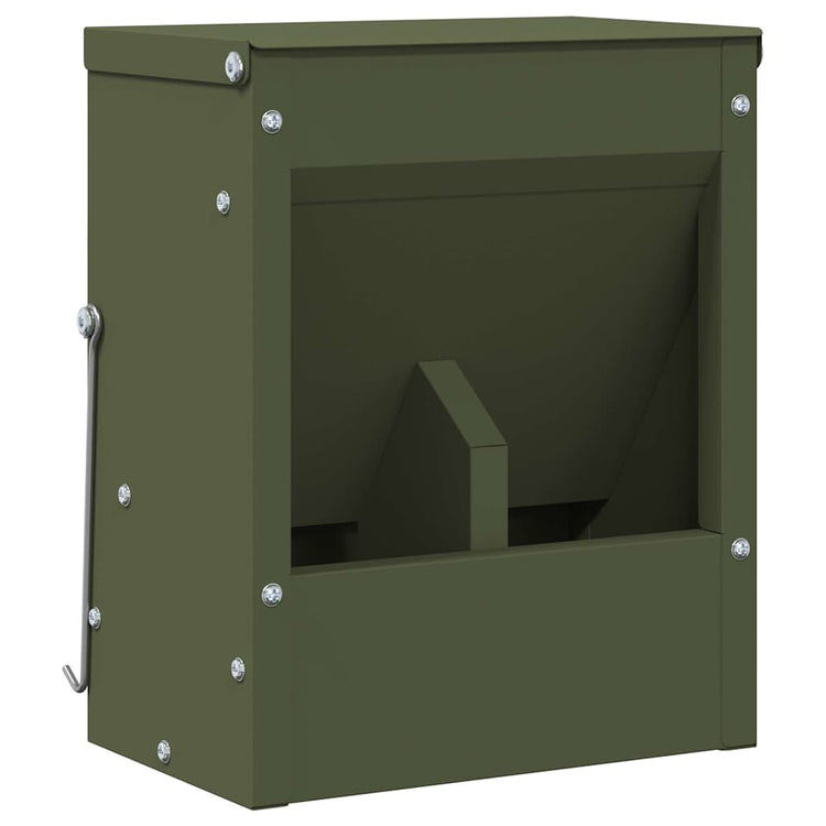 Vidaxxl Kaninchenfutter Olivgrün 20 x 12,5 x 25 cm kaltgewalzter Stahl