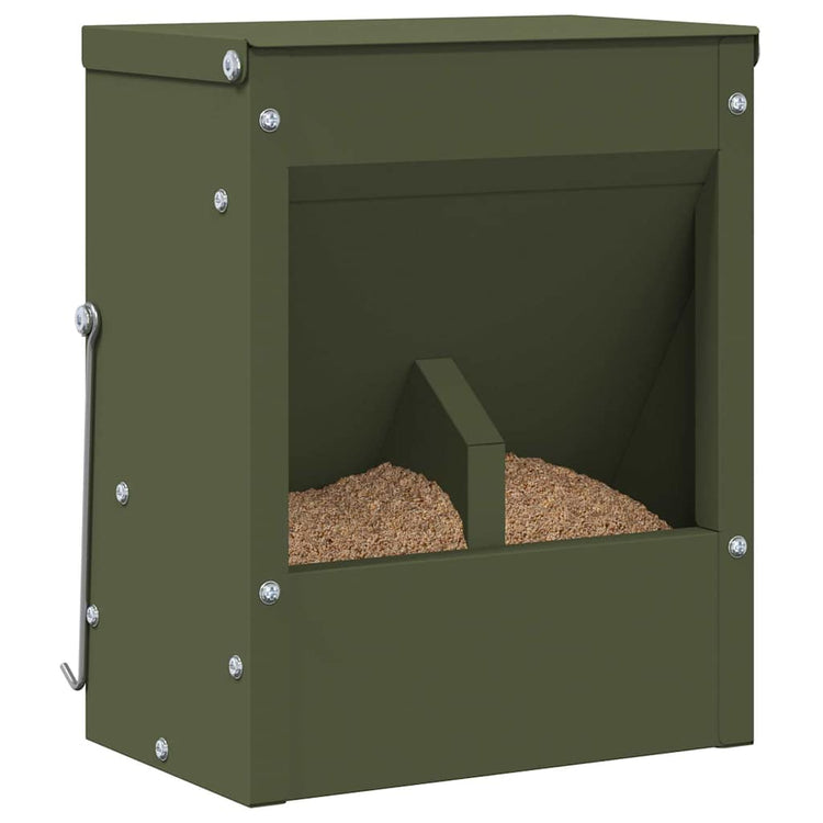 Vidaxxl Kaninchenfutter Olivgrün 20 x 12,5 x 25 cm kaltgewalzter Stahl