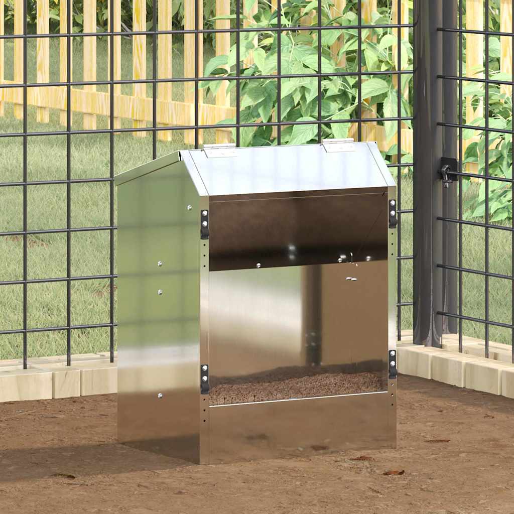 Vidaxl Kaninchenfutter Silber 64,5 x 25,5 x 45,5 cm verzinkter Stahl