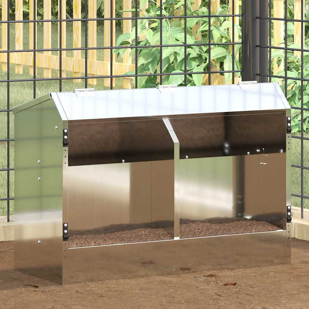 Vidaxl Kaninchenfutter Silber 64,5 x 25,5 x 45,5 cm verzinkter Stahl