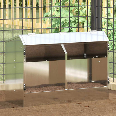 Vidaxl Kaninchenfutter Silber 64,5 x 25,5 x 45,5 cm verzinkter Stahl