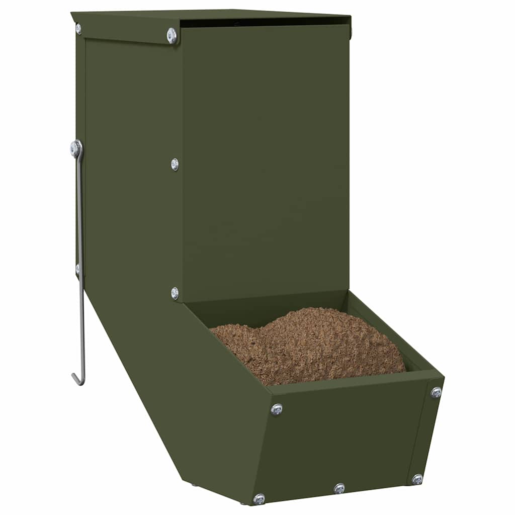 Vidaxl Kaninchenfutter olivgrün 12,5 x 26 x 28,5 cm kaltgewalzter Stahl