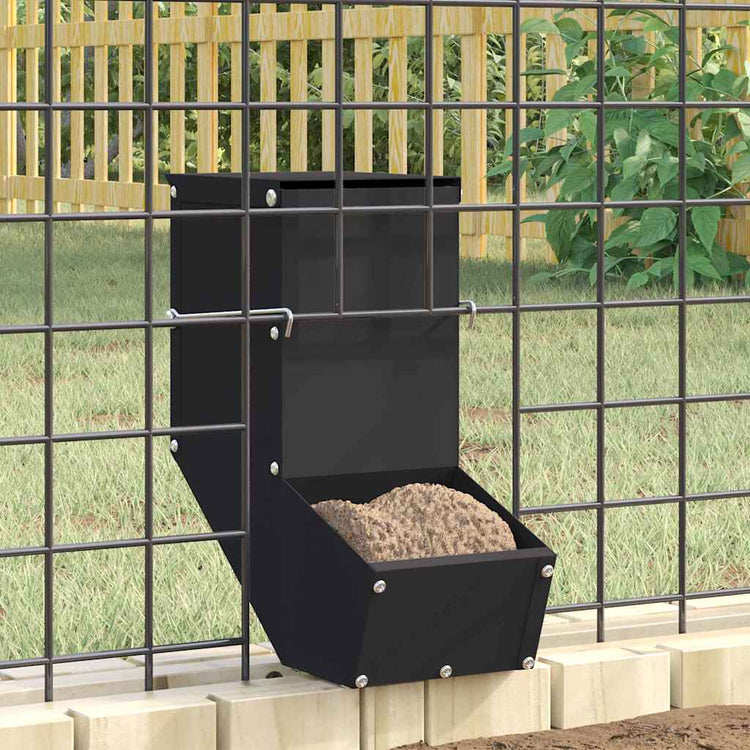 Vidaxl Kaninchenfutter schwarz 12,5 x 26 x 28,5 cm kaltgewalzter Stahl