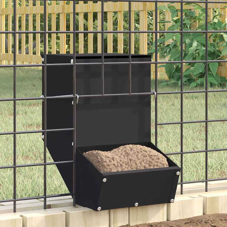Vidaxl Kaninchenfutter schwarz 17,5 x 26 x 28,5 cm kaltgewalzter Stahl
