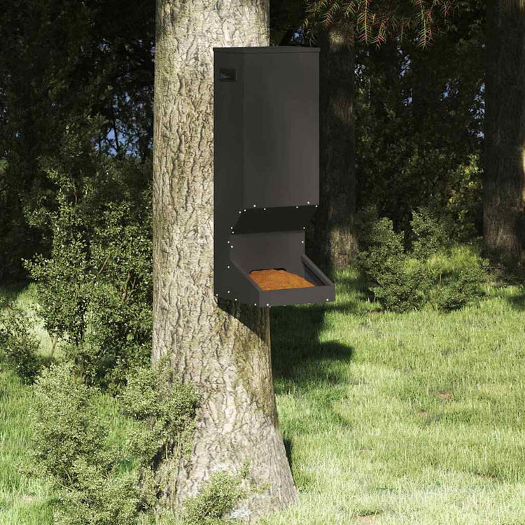 Vidaxx Hirschfutterhaus schwarz 28 x 30 x 80 cm kaltgewalzter Stahl