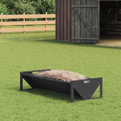 Vidaxxl Futtertrog für Nutztiere, schwarz, 108 x 50 x 28 cm, kaltgewalzter Stahl