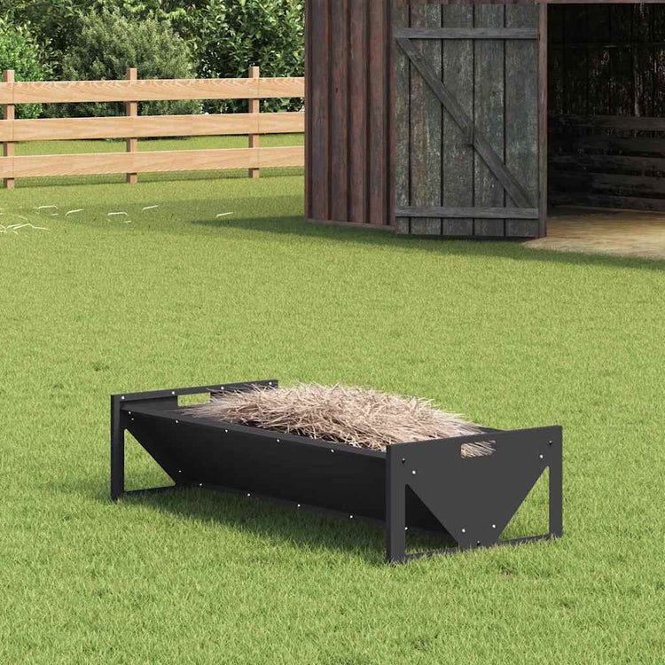 Vidaxxl Futtertrog für Nutztiere, schwarz, 108 x 50 x 28 cm, kaltgewalzter Stahl