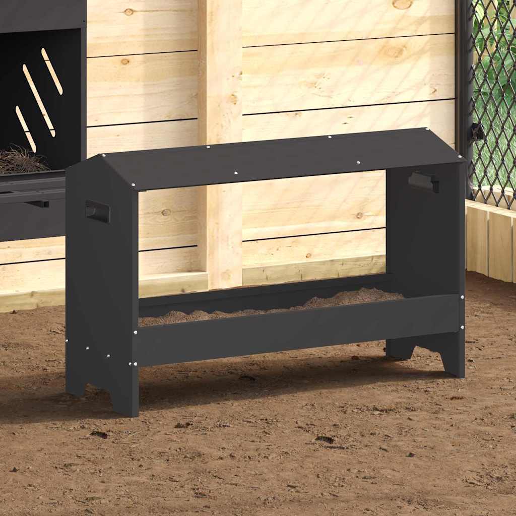 Vidaxl Hühnerfutterstation schwarz 81 x 32 x 53,5 cm kaltgewalzter Stahl