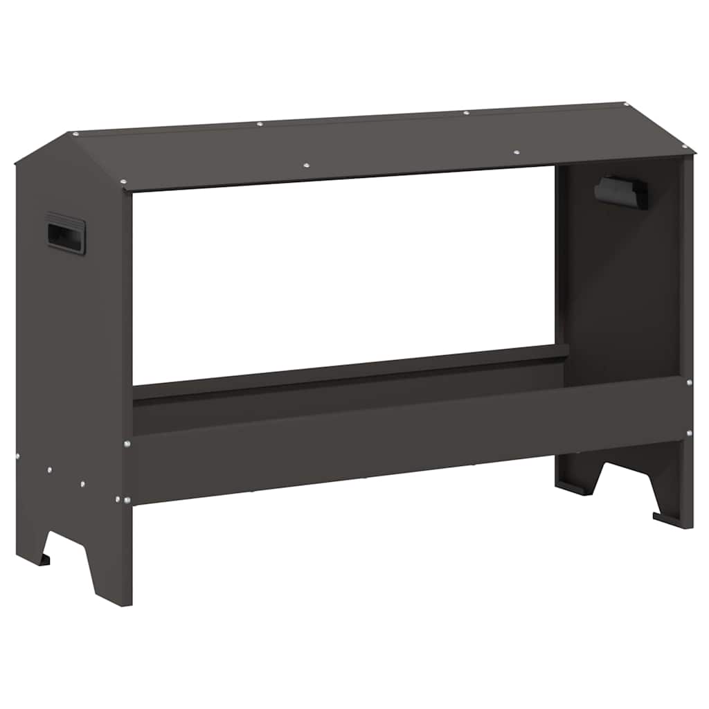 Vidaxl Hühnerfutterstation schwarz 81 x 32 x 53,5 cm kaltgewalzter Stahl