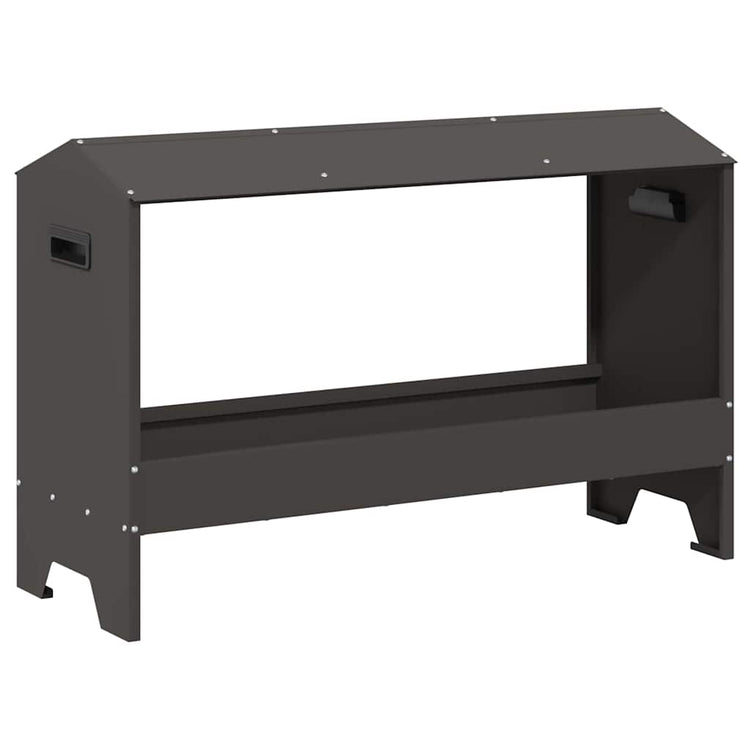 Vidaxl Hühnerfutterstation schwarz 81 x 32 x 53,5 cm kaltgewalzter Stahl