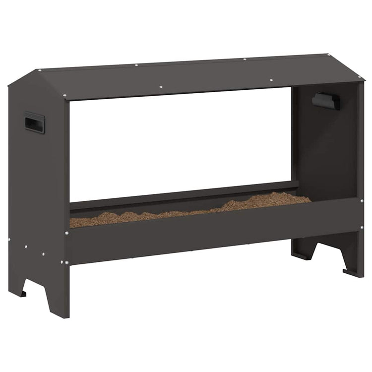 Vidaxl Hühnerfutterstation schwarz 81 x 32 x 53,5 cm kaltgewalzter Stahl