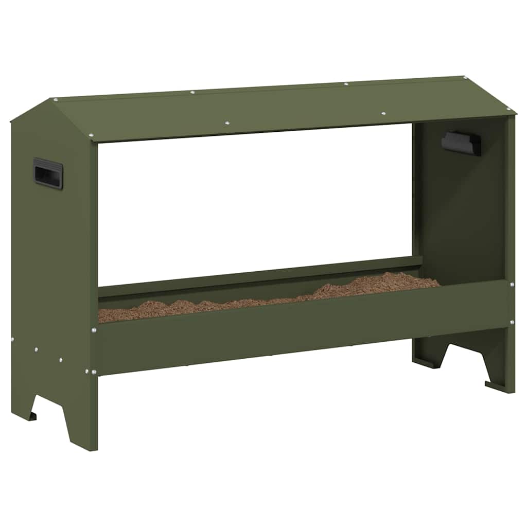 Vidaxxl Hühnerfutterstation Olivgrün 81 x 32 x 53,5 cm