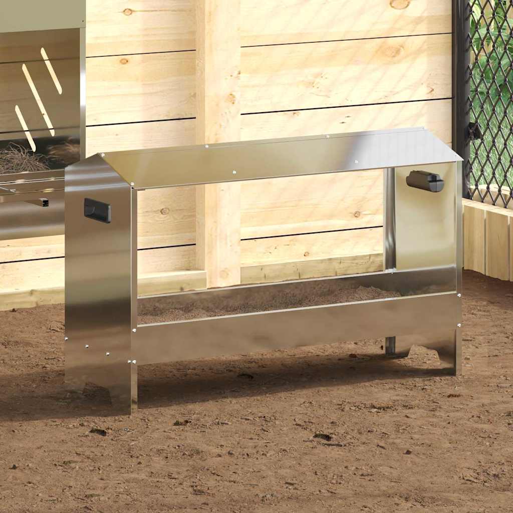 Vidaxl Hühnerfutterstation Silber 81 x 32 x 53,5 cm verzinkter Stahl