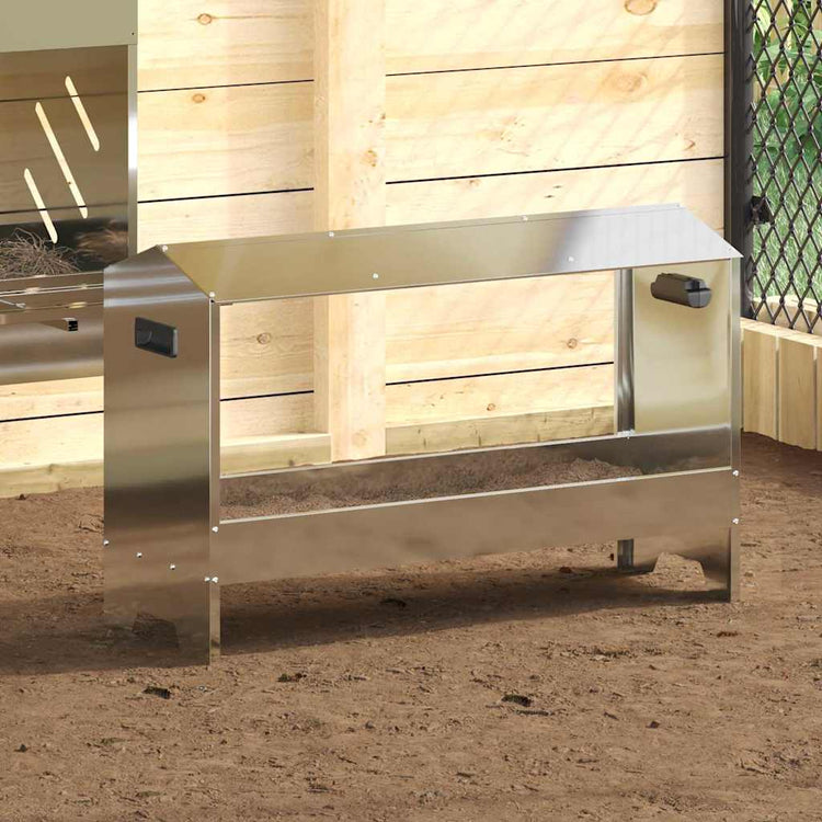 Vidaxl Hühnerfutterstation Silber 81 x 32 x 53,5 cm verzinkter Stahl
