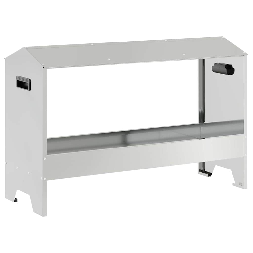Vidaxl Hühnerfutterstation Silber 81 x 32 x 53,5 cm verzinkter Stahl