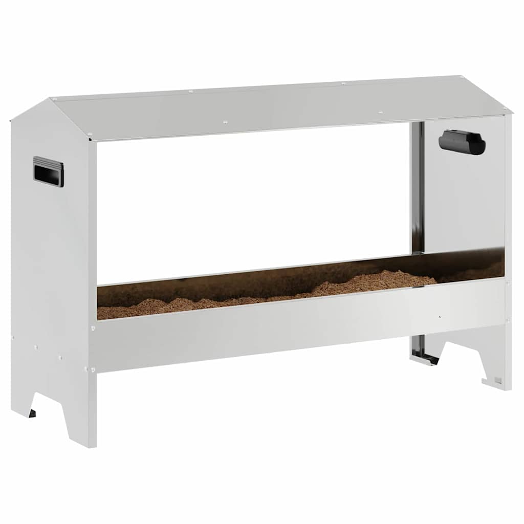 Vidaxl Hühnerfutterstation Silber 81 x 32 x 53,5 cm verzinkter Stahl