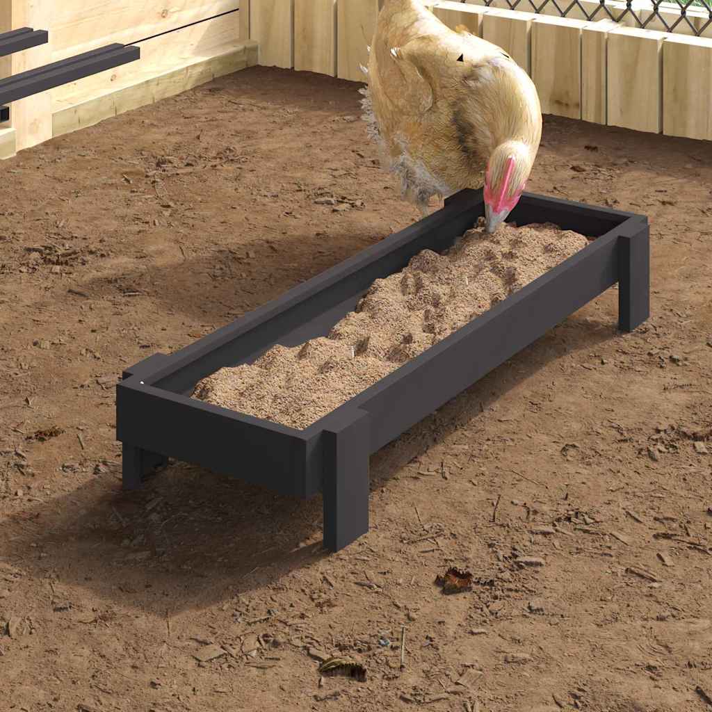 Vidaxl Hühnerfutterstation schwarz 80 x 28 x 13,5 cm kaltgewalzter Stahl