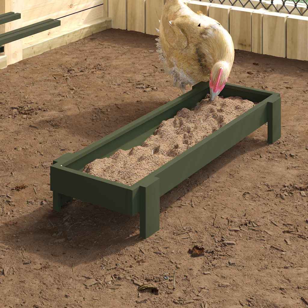 Vidaxxl Hühnerfutterstation Olivgrün 80 x 28 x 13,5 cm