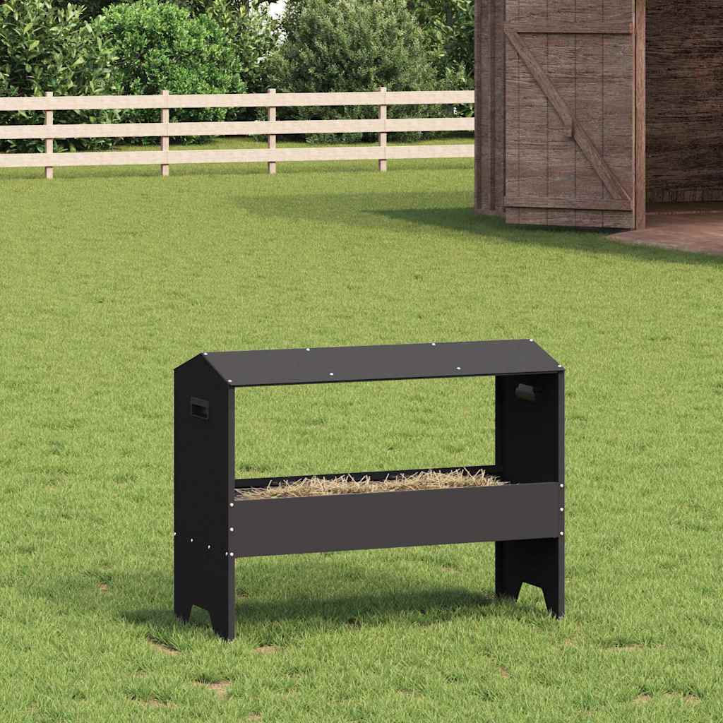 Vidaxxl Futtertrog für Nutztiere, schwarz, 79 x 35 x 62 cm, kaltgewalzter Stahl