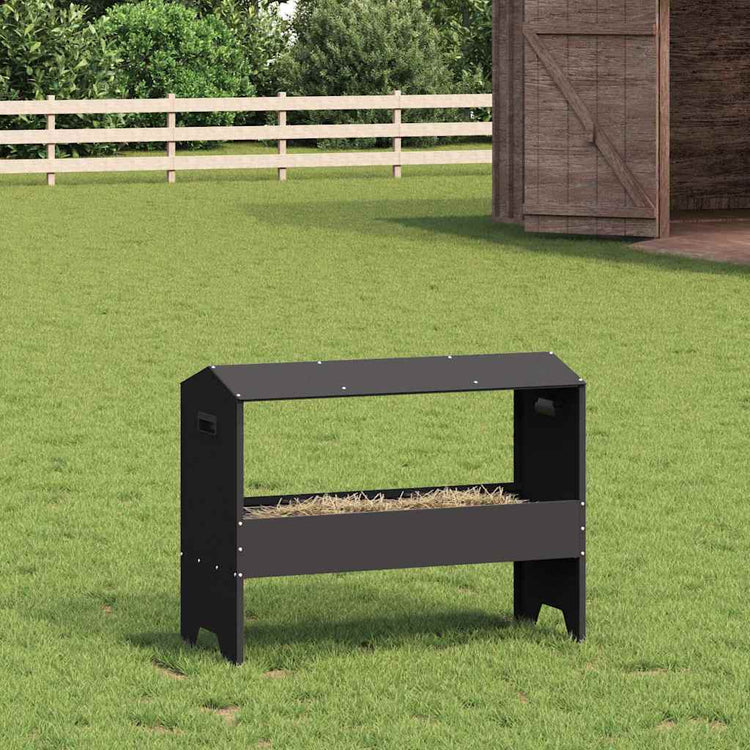 Vidaxxl Futtertrog für Nutztiere, schwarz, 79 x 35 x 62 cm, kaltgewalzter Stahl