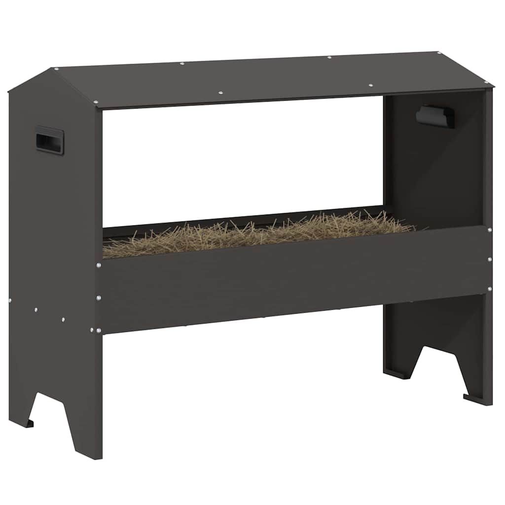 Vidaxxl Futtertrog für Nutztiere, schwarz, 79 x 35 x 62 cm, kaltgewalzter Stahl