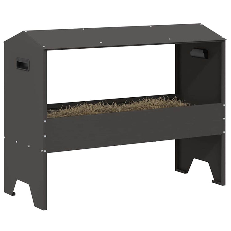 Vidaxxl Futtertrog für Nutztiere, schwarz, 79 x 35 x 62 cm, kaltgewalzter Stahl