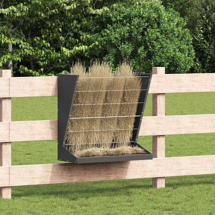 Vidaxl Heufutterstation schwarz 71 x 33 x 70 cm kaltgewalzter Stahl