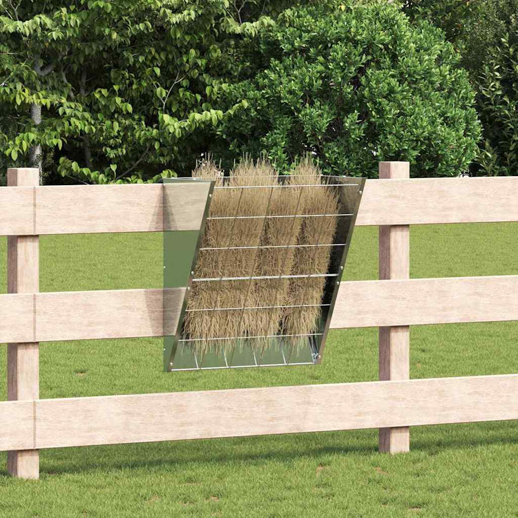 Vidaxl Heufutterspender zum Aufhängen, silberfarben, 61 x 33 x 66 cm, verzinkter Stahl