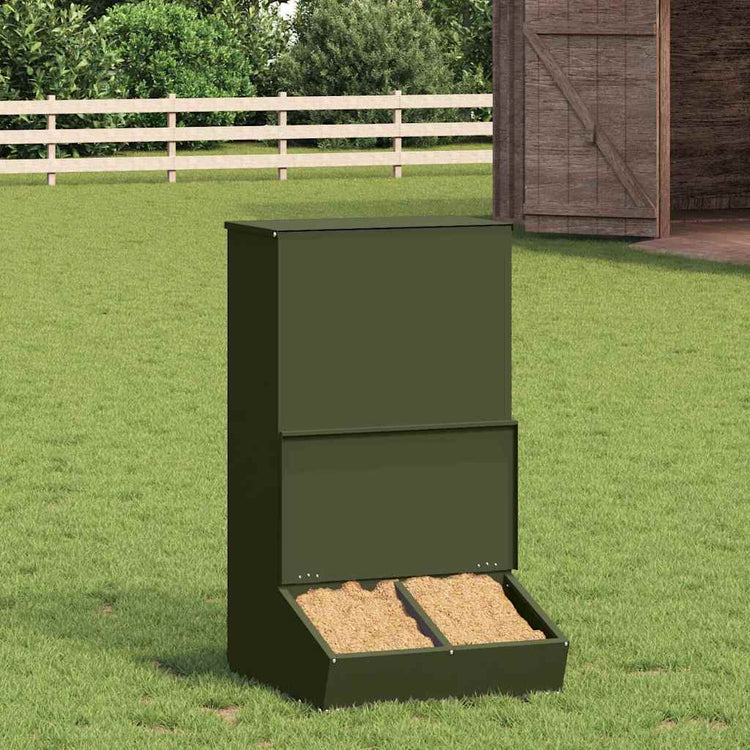 Vidaxx Schweinefutter olivgrün 55 x 51 x 91,5 cm kaltgewalzter Stahl