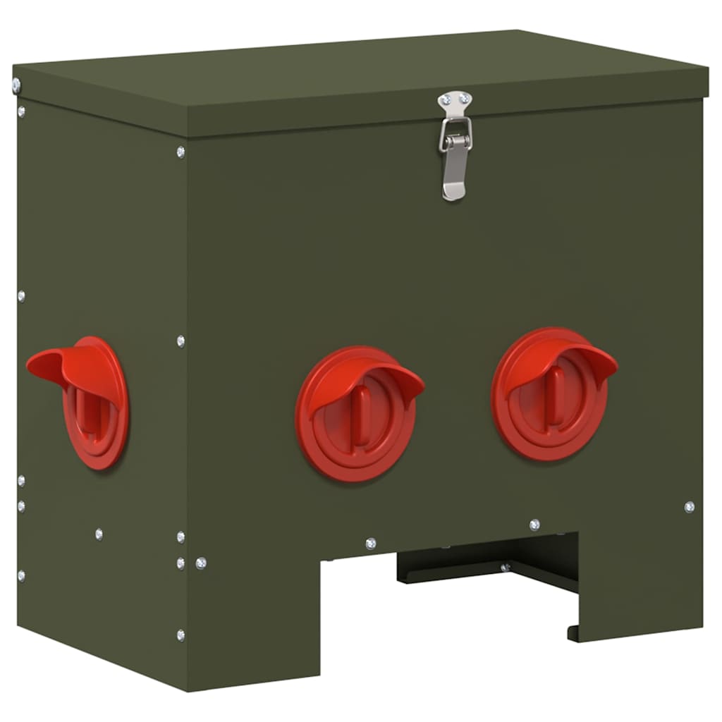 Vidaxx Hühnerfutterautomat olivgrün 40,5 x 25 x 38 cm kaltgewalzter Stahl