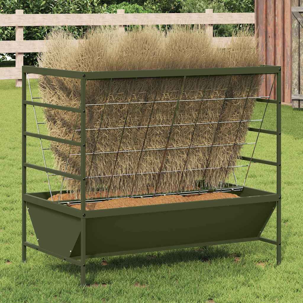Vidaxxl Viehfutter Olivgrün 100 x 60 x 90 cm kaltgewalzter Stahl