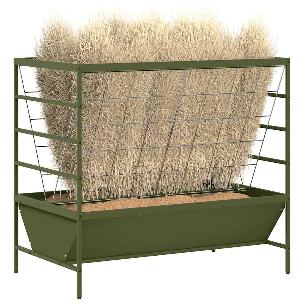 Vidaxxl Viehfutter Olivgrün 100 x 60 x 90 cm kaltgewalzter Stahl