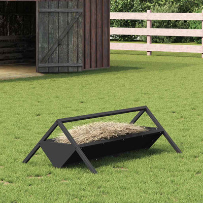 Vidaxxl Futtertrog für Nutztiere, schwarz, 111 x 76 x 38 cm, kaltgewalzter Stahl