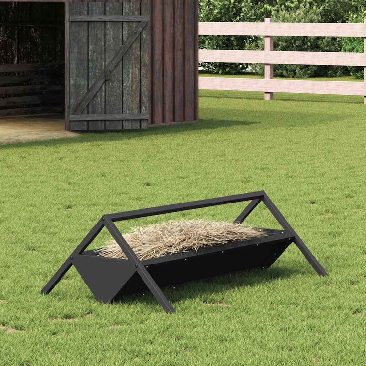 Vidaxxl Futtertrog für Nutztiere, schwarz, 111 x 76 x 38 cm, kaltgewalzter Stahl