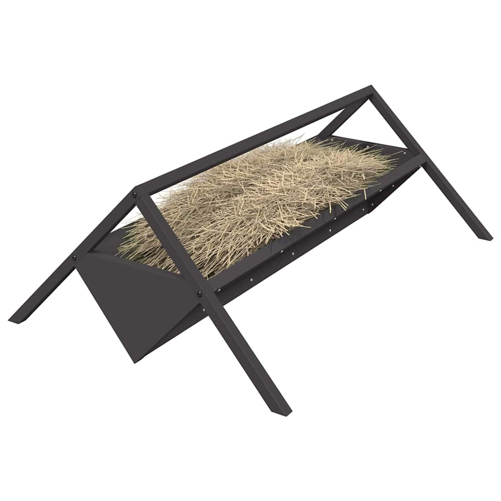 Vidaxxl Futtertrog für Nutztiere, schwarz, 111 x 76 x 38 cm, kaltgewalzter Stahl