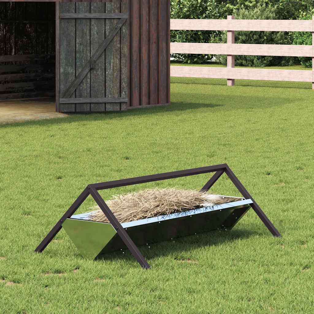 Vidaxxl Futtertrog für Nutztiere, silberfarben, 111 x 76 x 38 cm, verzinkter Stahl