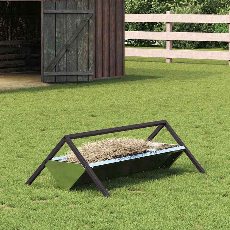 Vidaxxl Futtertrog für Nutztiere, silberfarben, 111 x 76 x 38 cm, verzinkter Stahl