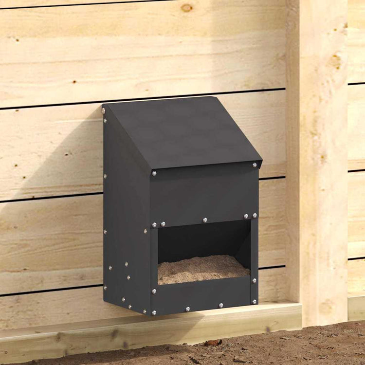Vidaxx Hühnerfutterstation schwarz 21 x 16 x 33 cm kaltgewalzter Stahl