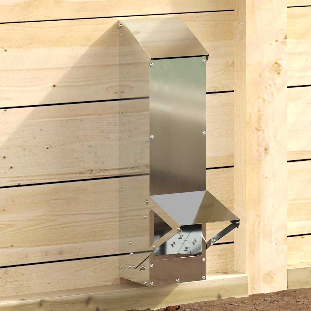 Vidaxx Hühnerfutterstation Silber 13 x 12 x 51 cm verzinkter Stahl