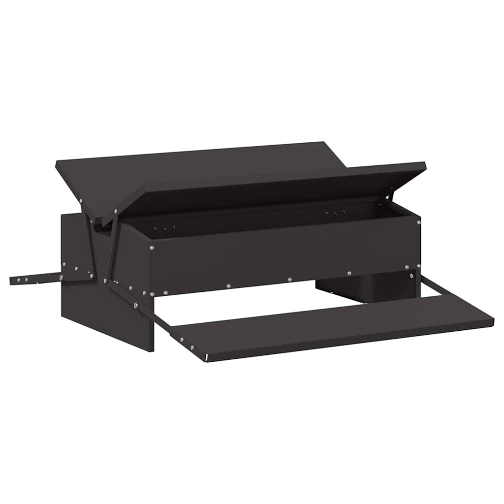 Vidaxl Hähnchen-Tret-Futterspender, schwarz, 75 x 53 x 20,5 cm, kaltgewalzter Stahl